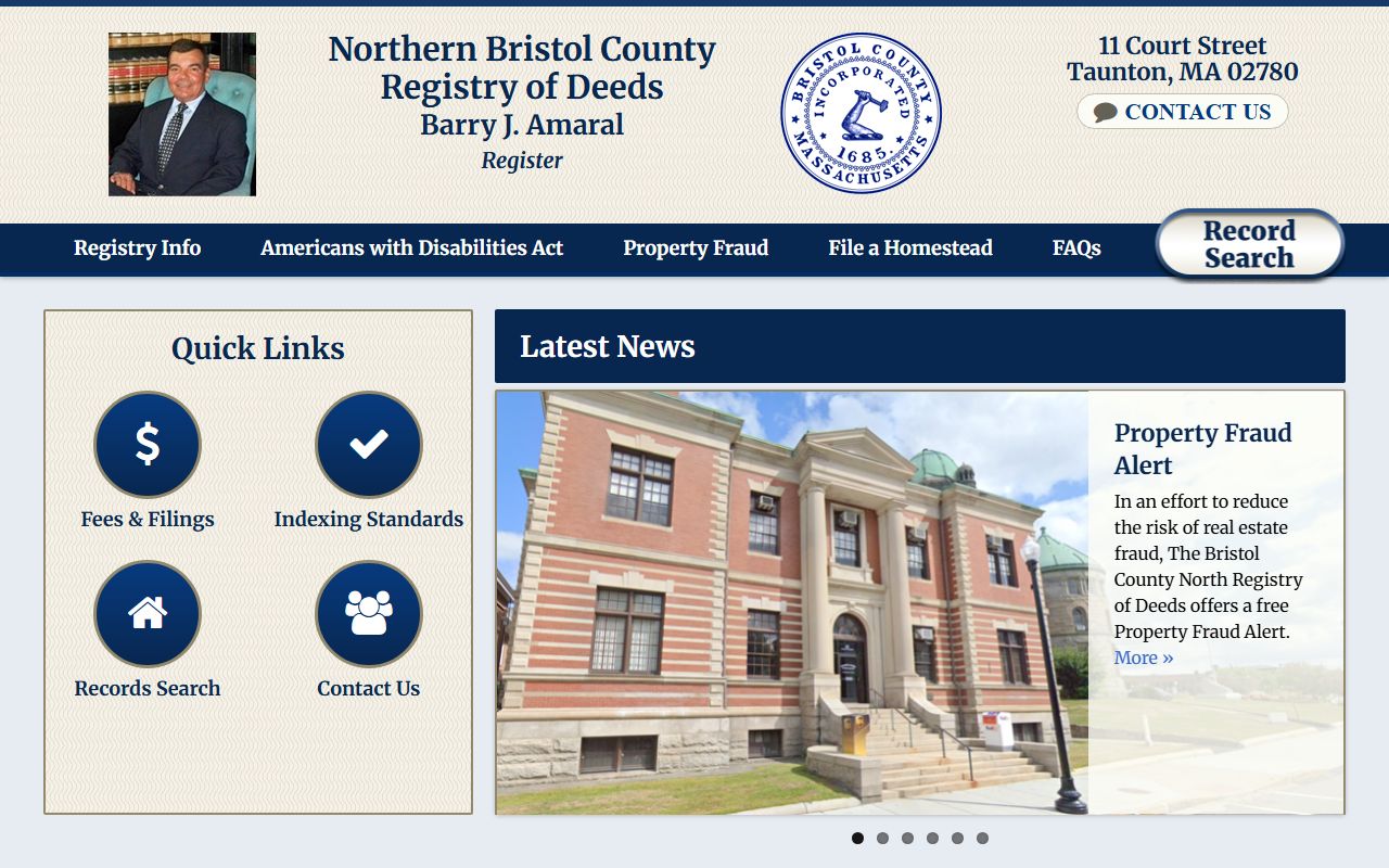 Bristol North Registry of Deeds at tauntondeeds.com for Bristol County genealogy records