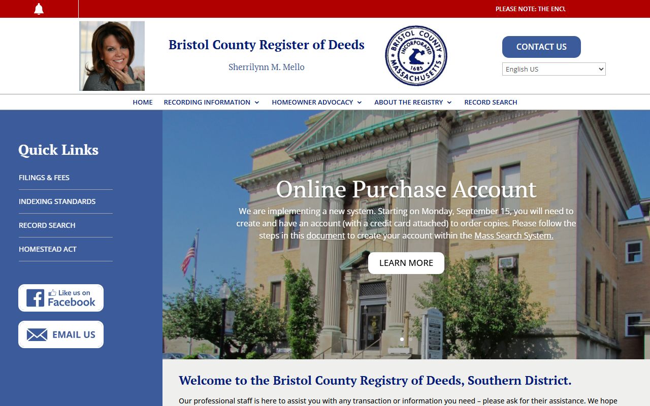 Bristol South Registry of Deeds for Bristol County genealogy records in New Bedford district
