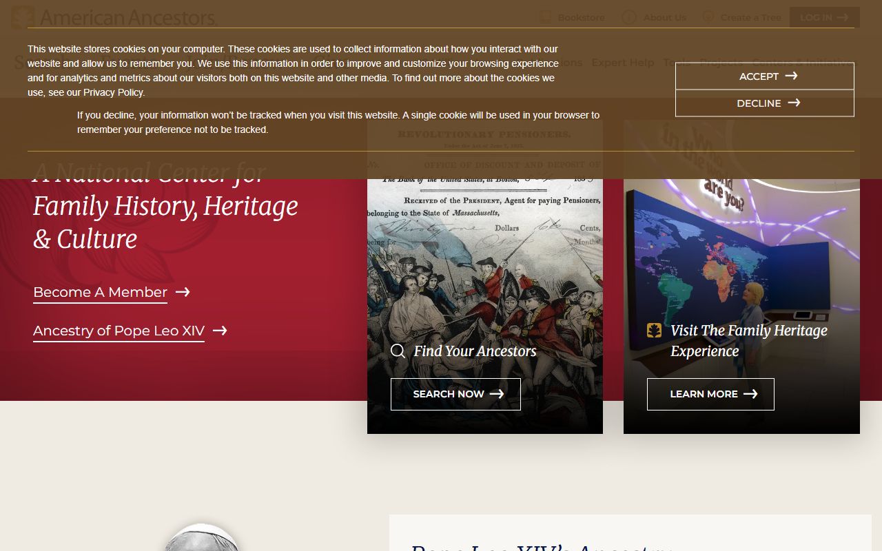 American Ancestors NEHGS website for searching Massachusetts genealogy records online